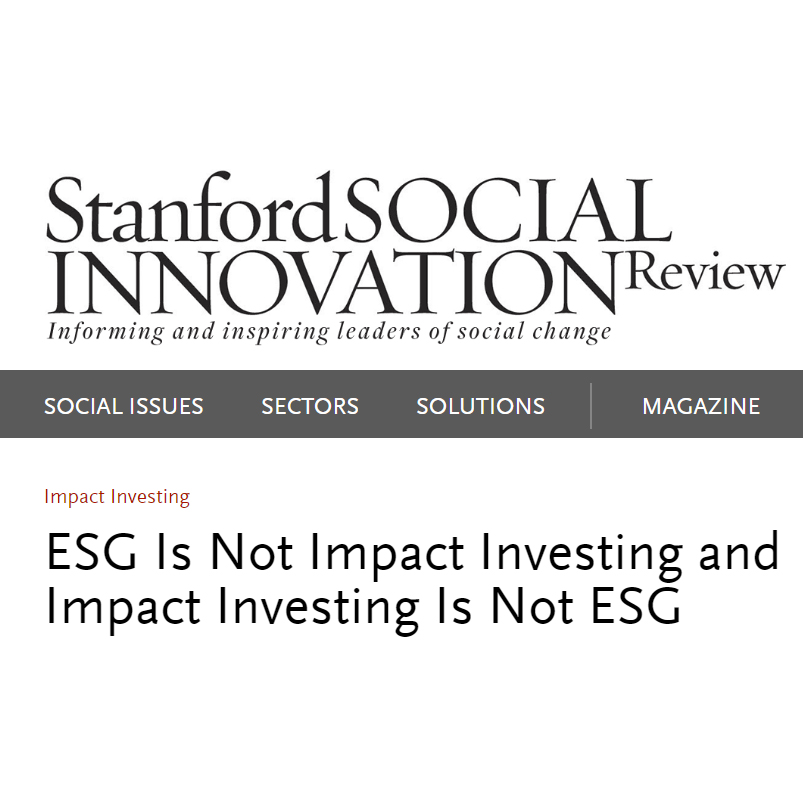 Impact Assessment, YES!   ESG Assessment, not yet!